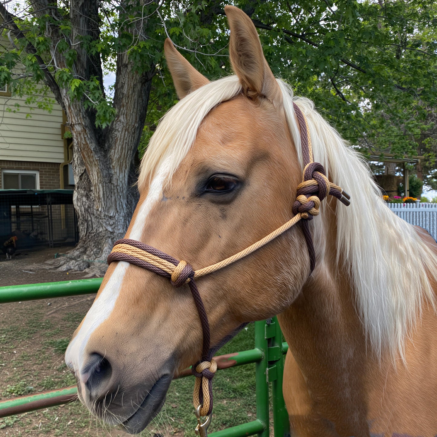 Western Classics | Brown & Mid-Tan Rope Halter for Horses | Quad Band | Original Handmade Design